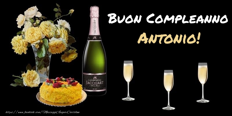 Fiori E Torta Per Te Antonio Buon Compleanno Cartoline Di