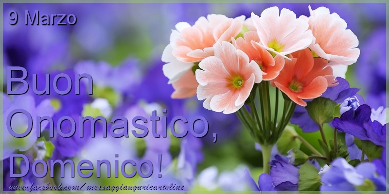 Buon Onomastico Domenico! 9 Marzo | Cartolina con fiori | Cartoline di onomastico